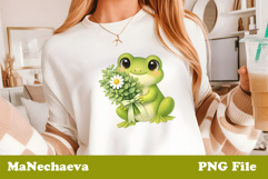 Spring Floral Animal Sublimation | Cute Baby Frog Clipart Product Image 1