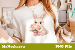 Spring Floral Animal Sublimation | Cute Baby Bunny Clipart Product Image 1