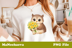 Spring Floral Animal Sublimation | Cute Baby Owl Clipart Product Image 1