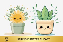 Cute Watercolor Spring Flowers Clipart, Wildflowers Clipart Product Image 1