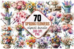 spring clipart, spring flowers clipart , spring,  flowers clipart , clipart, watercolor clipart, nature clipart, watercolor, flower,