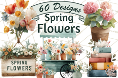 Spring Flower Clipart, Watercolor Bouquet Clipart PNG Product Image 1