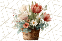 Spring Flower Clipart, Watercolor Bouquet Clipart PNG Product Image 5
