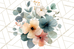 Spring Flower Clipart, Watercolor Bouquet Clipart PNG Product Image 4