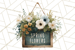Spring Flower Clipart, Watercolor Bouquet Clipart PNG Product Image 3