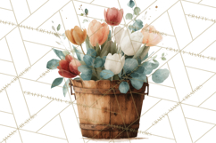 Spring Flower Clipart, Watercolor Bouquet Clipart PNG Product Image 5