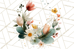 Spring Flower Clipart, Watercolor Bouquet Clipart PNG Product Image 2