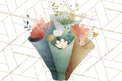 Spring Flower Clipart, Watercolor Bouquet Clipart PNG Product Image 4
