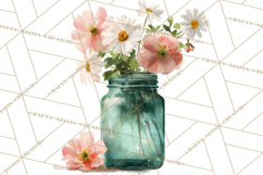 Spring Flower Clipart, Watercolor Bouquet Clipart PNG Product Image 3