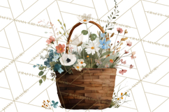 Spring Flower Clipart, Watercolor Bouquet Clipart PNG Product Image 3