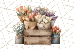 Spring Flower Clipart, Watercolor Bouquet Clipart PNG Product Image 5