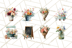 Spring Flower Clipart, Watercolor Bouquet Clipart PNG Product Image 7