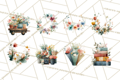 Spring Flower Clipart, Watercolor Bouquet Clipart PNG Product Image 3