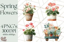 Spring Flower Clipart, Watercolor Bouquet Clipart PNG Product Image 1