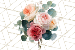 Spring Flower Clipart, Watercolor Bouquet Clipart PNG Product Image 4