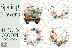 Spring Flower Clipart, Watercolor Bouquet Clipart PNG Product Image 1