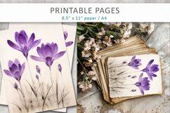 Old paper spring flower designs, junk journal papers Product Image 4