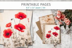 flowers junk journal papers, scrapbook paper vintage Product Image 5