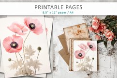 flower journal sheets, floral junk journal paper Product Image 6