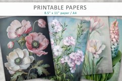 flowers junk journal kit, spring journal pages Product Image 1