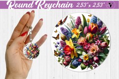 Round keychain sublimation | Spring flowers Product Image 1