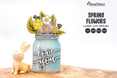 Spring Flowers Laser Cut Design | Spring Decor SVG Product Image 1