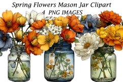 Spring Flowers Mason Jar Clipart Product Image 1