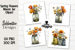 Spring Flowers Mason Jar Clipart Product Image 1