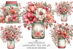 Spring flowers mason jar clipart - Spring flowers mason jar Product Image 1