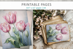 Tulips Junk Journal Pages, spring flowers Product Image 5