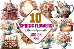  Spring Flowers Sublimation Clipart Bundle, nursery wall art clipart bundle, sublimation designs art, nursery wall art clipart bundle, sublimation designs art, bloom blossom floweret floret blossoming clip art, Spring Flowers Dog Breed Watercolor Sublimat