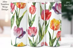 Spring Flowers 20 oz Tumbler Wrap Floral Sublimation JPG Product Image 1