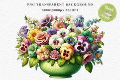 Spring Flowers Vase Daisies Pansies Lilies Snapdragon Roses PNG Scrapbooking Art Watercolor Transparent wedding invitation shirt designs romantic digital bloom  watercolor floral Snapdragon, flowers Lilies, white pink peonies, spring Daisies, wedding invi