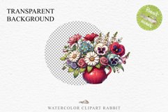 Spring Flowers Vase Daisies Pansies Lilies Snapdragon Roses PNG Scrapbooking Art Watercolor Transparent wedding invitation shirt designs romantic digital bloom  watercolor floral Snapdragon, flowers Lilies, white pink peonies, spring Daisies, wedding invi