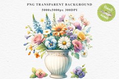 Spring Flowers Vase Daisies Pansies Lilies Snapdragon Roses PNG Scrapbooking Art Watercolor Transparent wedding invitation shirt designs romantic digital bloom  watercolor floral Snapdragon, flowers Lilies, white pink peonies, spring Daisies, wedding invi
