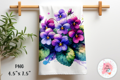 Spring Flowers Violets Kitchen Towel, Kitchen Towel Sublimation Png, Tea Towel Png, Garden Flag