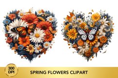 Valentine&#039;s Day spring flowers Watercolor Clipart Product Image 1