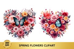 Valentine&#039;s Day spring flowers Watercolor Clipart Product Image 1