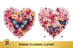 Valentine&#039;s Day spring flowers Watercolor Clipart Product Image 1