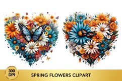 Valentine&#039;s Day spring flowers Watercolor Clipart Product Image 1