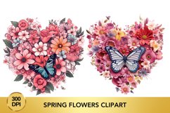 Valentine&#039;s Day spring flowers Watercolor Clipart Product Image 1