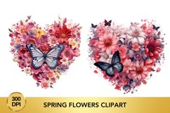 Valentine&#039;s Day spring flowers Watercolor Clipart Product Image 1