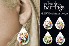 Spring Floral Earrings, Pretty Flower Teardrop Earrings, s5 Product Image 1