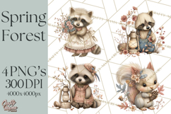 Spring Woodland Animal Clipart, Forest Animals PNG Product Image 1
