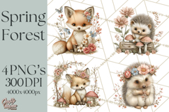 Spring Woodland Animal Clipart, Forest Animals PNG Product Image 1
