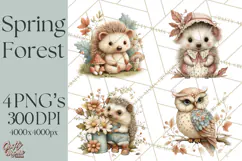 Spring Woodland Animal Clipart, Forest Animals PNG Product Image 1