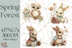 Spring Woodland Animal Clipart, Forest Animals PNG Product Image 1