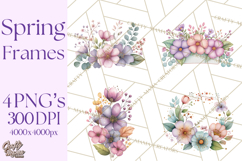 Spring Floral Frames and Borders PNG, Pastel Flower Clipart Product Image 1