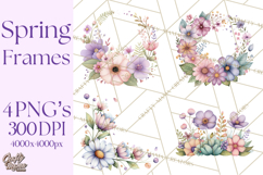 Spring Floral Frames and Borders PNG, Pastel Flower Clipart Product Image 1