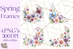 Spring Floral Frames and Borders PNG, Pastel Flower Clipart Product Image 1